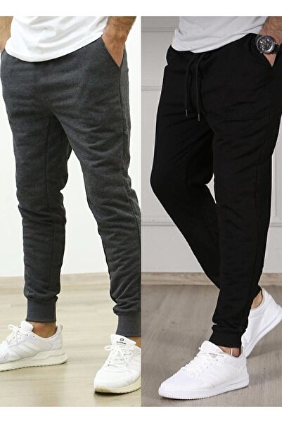 TORUK MAKTO Set of 2 Unisex Ribbed Leg Sweatpants Jogger Comfortable Fit Dail...