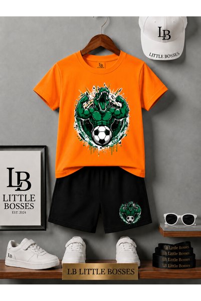 LB little bosses Summer Shorts T-Shirt Unisex. (Crocodile Plays with the Ball)