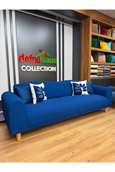 Defne Home 3+3+1+1 Vera Kumaş Lastikli Giydirme Koltuk Örtüsü VERA-09 (Saks)