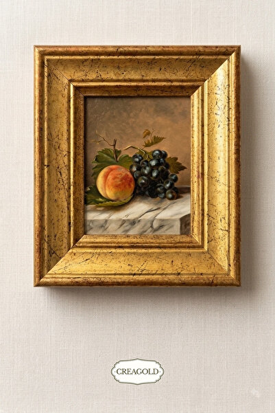 CREAGOLD Pêche & Raisin – Vintage Tablo Magnet ( 10 x 11.5 cm)