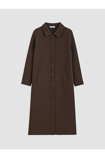 LC Waikiki Brown Shirt Collar Quilted Women's Coat