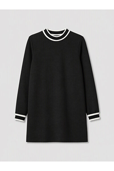 LC Waikiki Siyah Şerit Detaylı Soft Touch Kadın Sweatshirt Tunik