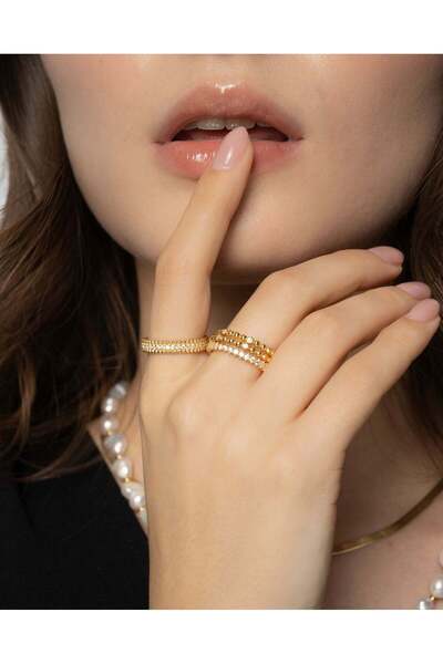 Stemma Jewelry Inel Beaded Zirconia din Argint 925, cu Zirconiu, Placat cu Aur