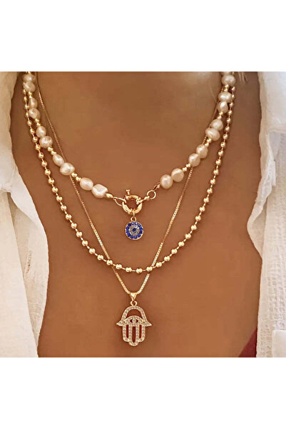 Stemma Jewelry Colier 3 straturi No Regrets din Argint 925, Placat cu Rodiu