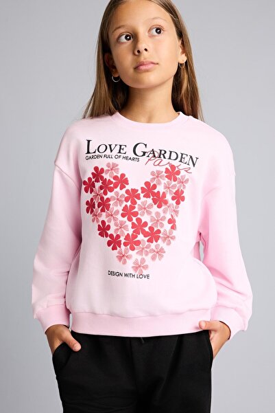 DeFacto Relax Fit Crew Neck Heart Patterned Sweatshirt for Girls I4150A826Au