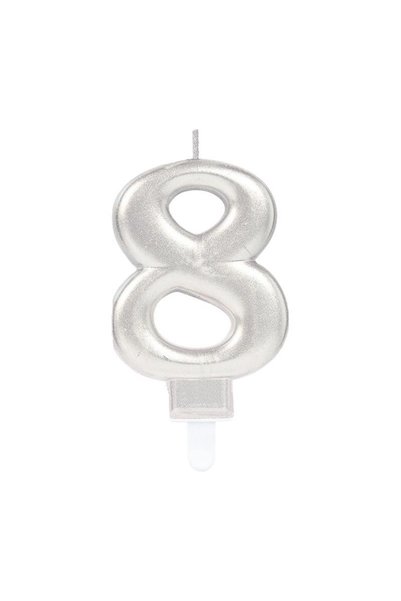 Generic Brand شمعة على شكل 8 أرقام لون فضي Bx40