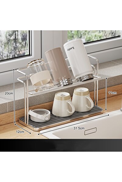 Choice Stainless Steel Kitchen Stainless Steel Double-layer Water Cup Rack Ha...