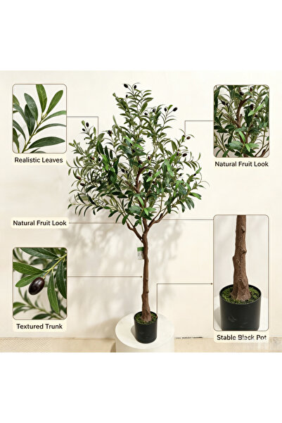 Boyue 150CM Artificial Olive Tree Potted Plant Nordic Style Fake Green Plant ...