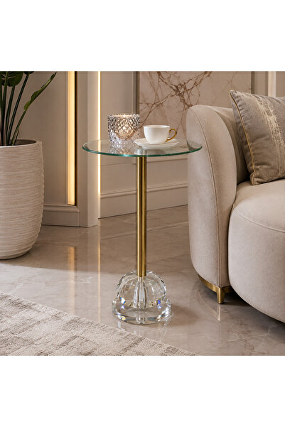Generic Single Service Table Round Glass Top with Acrylic Base