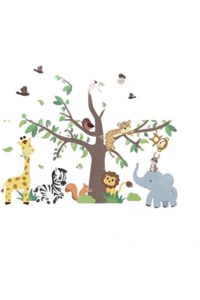 STARSTAR Jungle animal wall stickers leopard/lion/giraffe/elephant kids room.