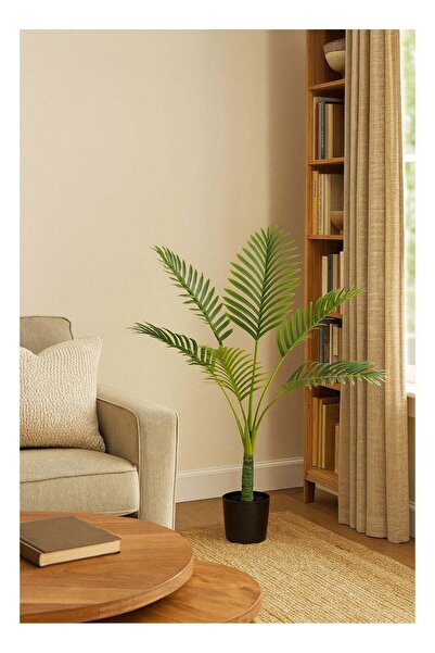 DRAMA HOME Artificial Palm Tree 100 cm Tall – Natural Green Leaves with Reali...