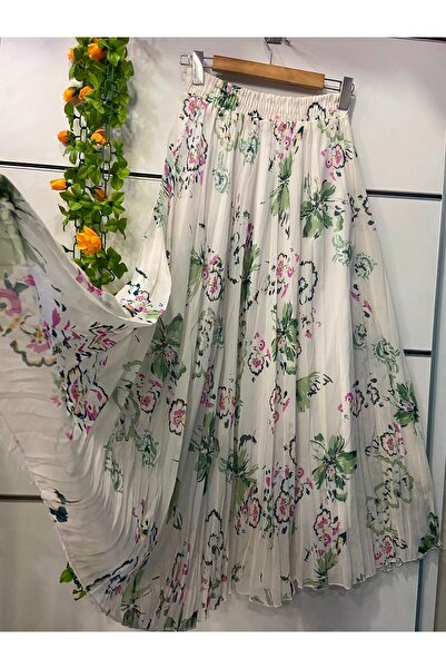 edu collection Patterned Chiffon A-Line Skirt Lined