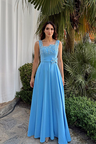 Sindimoda Kalın Askılı Fiyonk Detay Taşlı Abiye 304