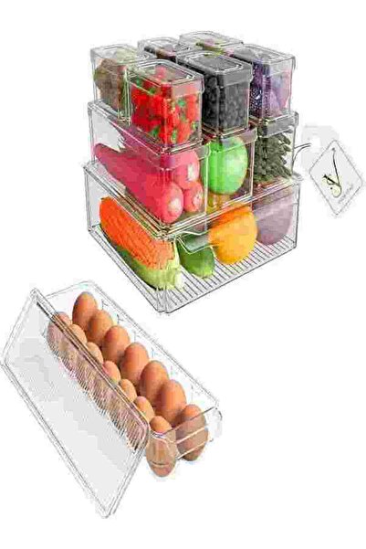View star 11 Pack Fridge Organizers with Egg Storage Tray, Stackable Refriger...