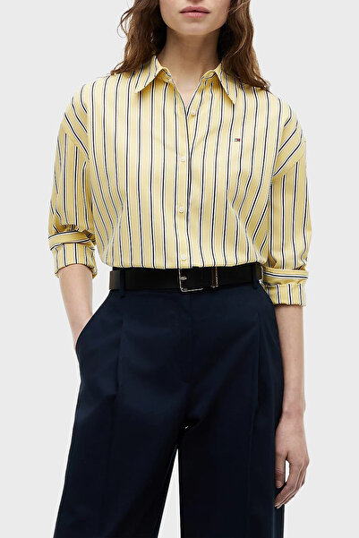 Tommy Hilfiger Poplin Çizgili Boxy Gömlek Kadın GÖMLEK WW0WW49940 0FR