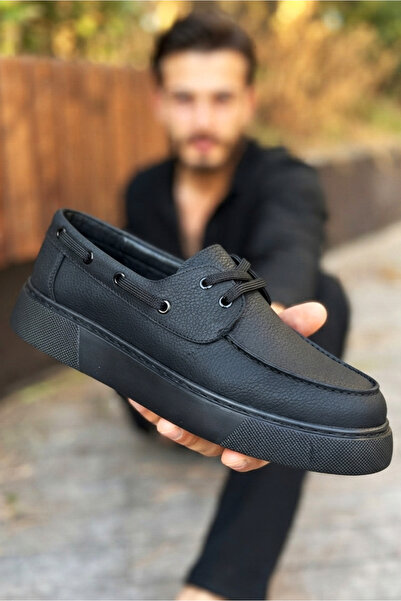 Zerenyus ZRC419 Pantofi casual de bărbați cu șireturi de înaltă calitate, negri