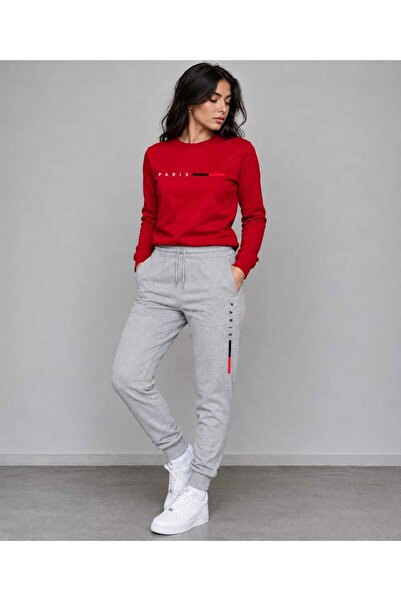 CLOTHES33 Zero Collar Sweat Suit 2-Piece Combination Winter Thin Paris Printe...