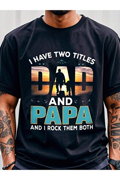 21JNRY Plus Size Men's Graphic T-Shirt Dad And Papa I Have Two Titles Print, ...