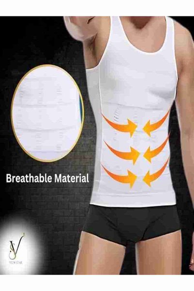 View star Men's Compression Shirt, Tank Top undershirt, Slimming Vest Body Shaper for slim fit look, Shapewear Vest for Abs Abdomen, Gynecomastia Vest for Man