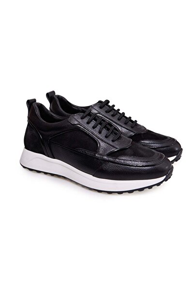 FRANCO CALVANI Black Color Lace-Up Genuine Leather Men's Shoes