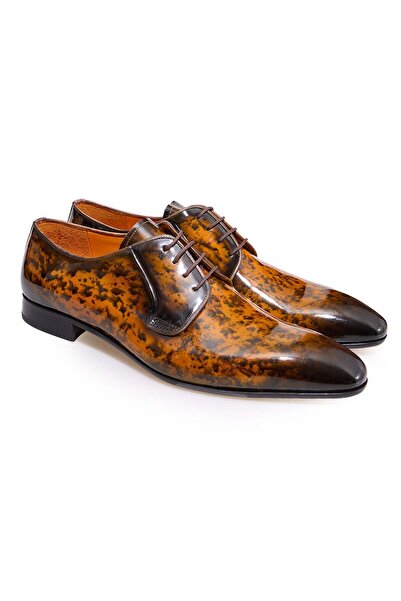 FRANCO CALVANI Tan Color Lace-Up Genuine Leather Leather Sole Men's Shoes