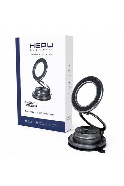 HEPU Armor Series HP-AA02 Güçlü Manyetik Araç İçi Telefon Tutucu - Dayanıklı Çinko Alaşım Gövde ve Katlanabilir Mıknatıslı Torpido/Konsol Üstü Araç Tutacağı