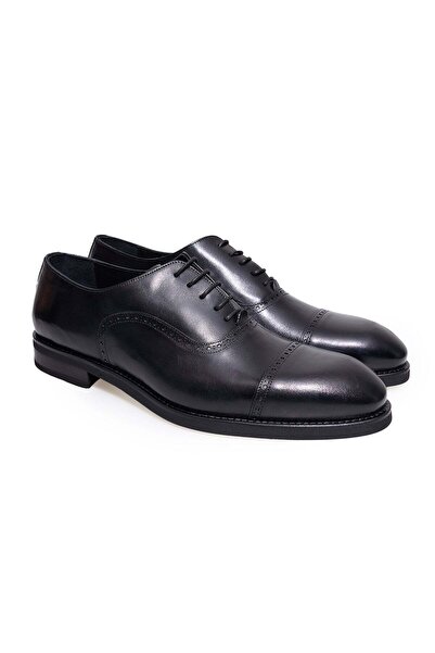 FRANCO CALVANI Black Color Lace-Up Genuine Leather Men's Shoes
