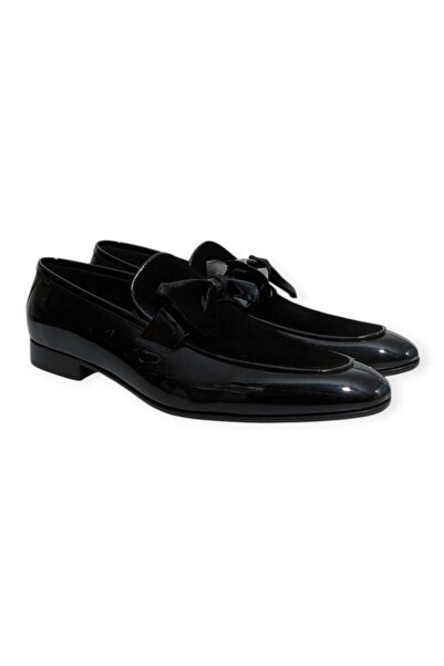 FRANCO CALVANI Black Color Laceless Genuine Leather Men's Shoes