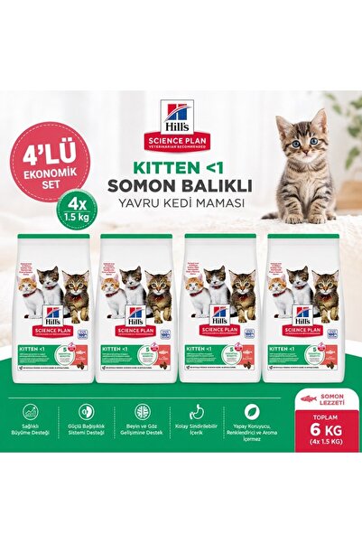 Hill's Hills Kitten Somon Balıklı Yavru Kedi Maması 1.5 KG*4 Adet