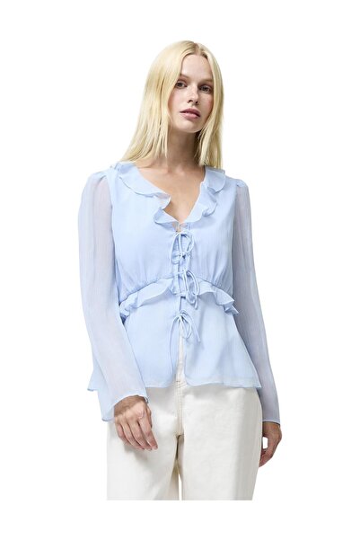 French Connection Women Emina Chiffon Frill Tie Up Top
