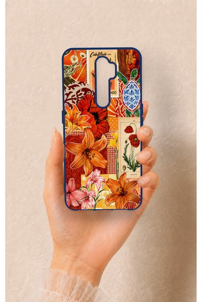 Vip Case Oppo A5 2020 Compatible Orange Lily Patterned Silicone Case
