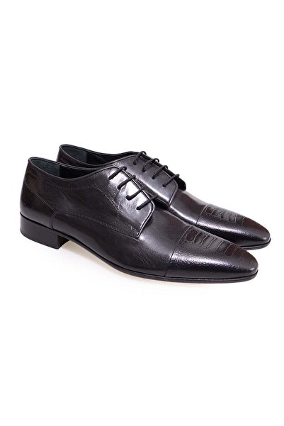 FRANCO CALVANI Black Color Lace-Up Genuine Leather Leather Sole Men's Shoes