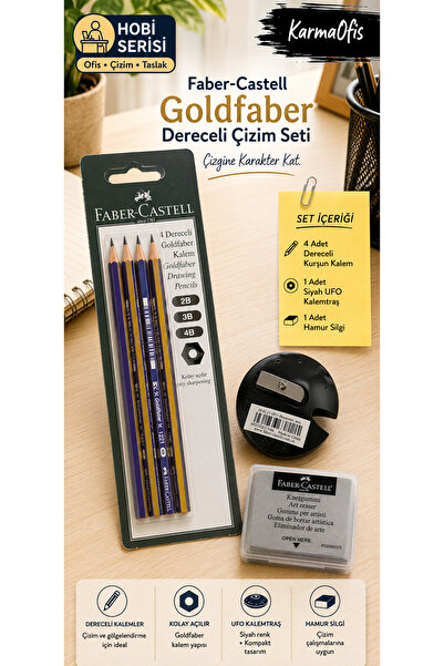 Faber Castell Goldfaber Drawing Set 4-Piece Graded Pencil Set |   Dough Erase...