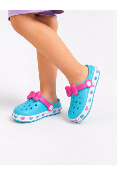 AkınalBellaa Akınalbella Girls' Mint Ribbon Closed-Toe Slippers