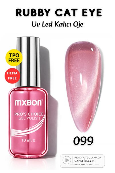 Mxbon Uv Led Kalıcı Oje 10 ml Hema & TPO Free Ruby Cat Eye - 099