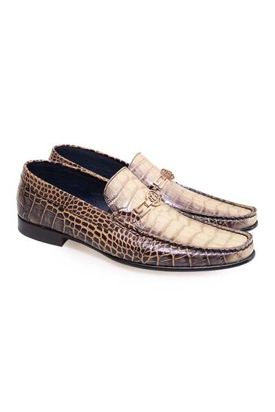 FRANCO CALVANI Beige Color Laceless Genuine Leather Leather Sole Men's Shoes