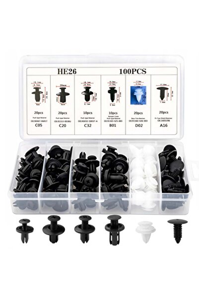 VERK Set de cleme și elemente de fixare auto, universal, din plastic, pentru ...