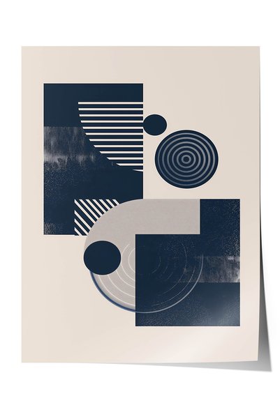 Zestia Poster Premium cu Model Geometric, Model Cercuri Dreptunghiulare în Al...