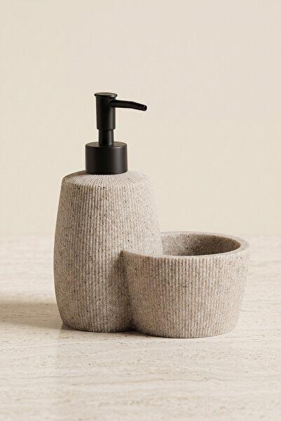 Sevinse Home Duna Sand Beige Polyresin Liquid Soap Dispenser, 400 ml