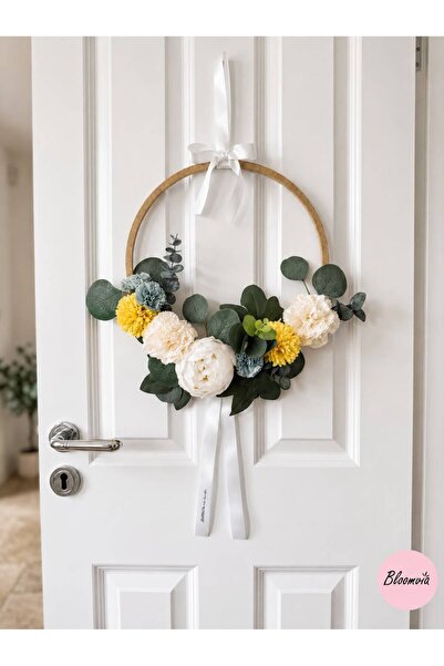 Bloomvia Floral Door Ornament, Realistic Flower-Looking Door Wreath, Wall Dec...