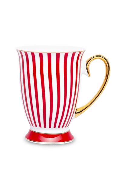 NO BRAND Ceașcă de porțelan 300 ml roșu alb auriu pentru cafea și ceai, cadou