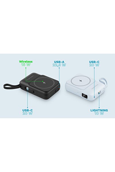 Kruger&Matz Baterie externă inductivă 10000 mAh MagSafe cu cablu negru