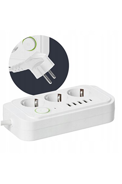 Kobi Prelungitor cu priză multiplă, 5 m, 3 prize + 4x USB-A + USB-C, întrerup...