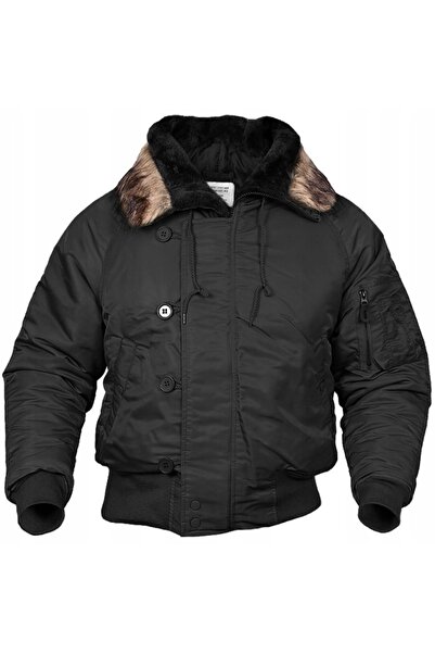 Mil-Tec Geacă de iarnă călduroasă cu glugă militară N2B Basic Negru 3XL