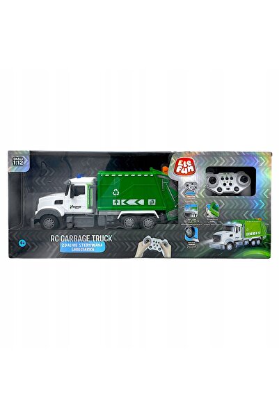 NO BRAND Elefun Camion de gunoi R/C cu telecomandă, verde, la scara 1:12, cu ...