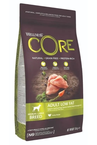 NO BRAND WELLNES CORE DIETĂ CU CONȚINUT SCASAT DE GRĂSĂMĂNĂ PENTRU CÂINI MARI...
