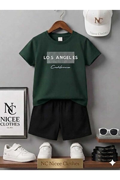 Leto Lykia Summer Children's T-Shirt Shorts Unisex (White Patterned Losangeli...