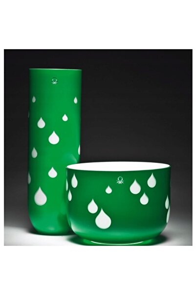 NO BRAND Vază pentru flori din sticlă, tip picătură, 32cm, verde alb