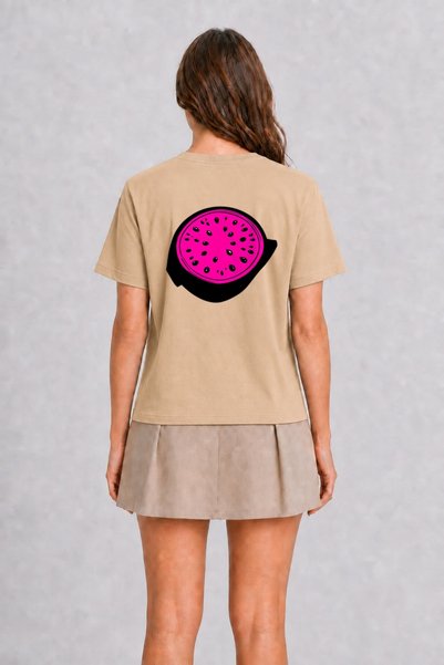 WAKHA Dragon Fruit Modern Print T-Shirt - Cream