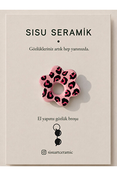 Sisu ceramic Çiçek formlu el yapımı gözlük broşu